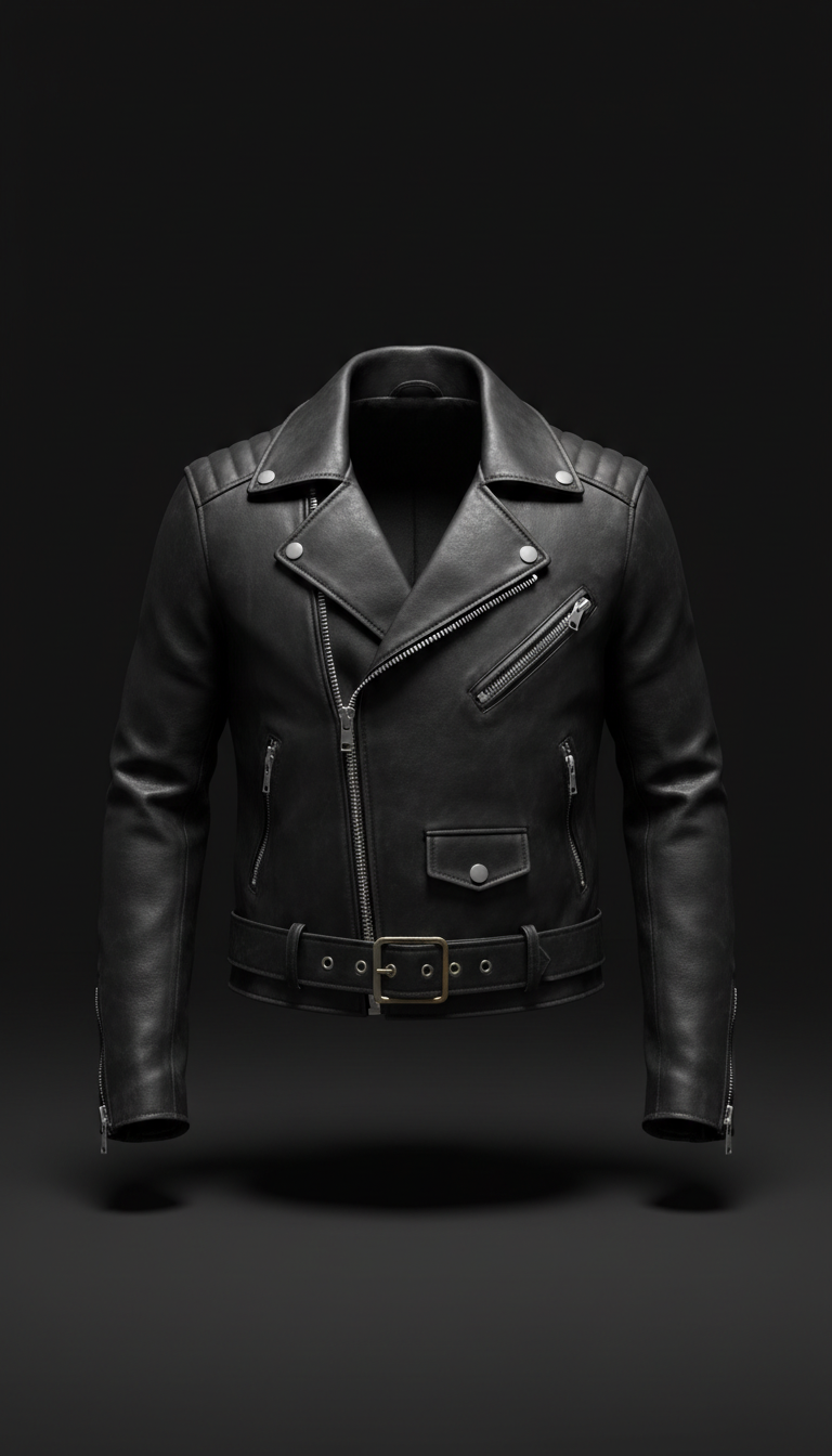 Jaqueta biker de couro noir